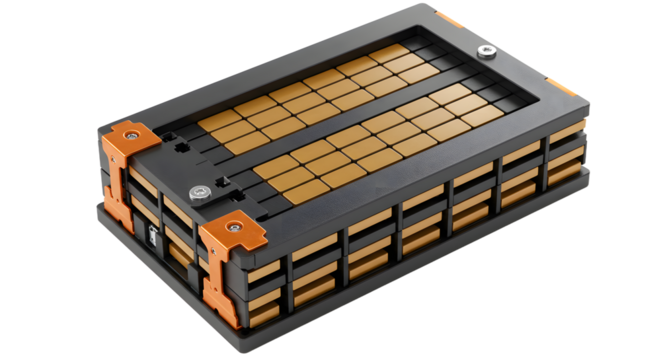 High Performance Computer Server with Black and Orange Cooling Components - Powered by Adobe