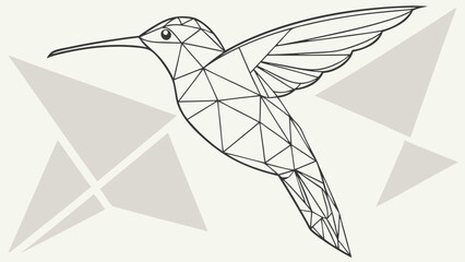 Abstract colibri in polygonal geometry with triangular shapes creates modern and artistic design