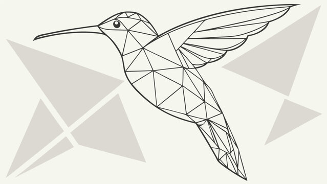 Abstract colibri in polygonal geometry with triangular shapes creates modern and artistic design