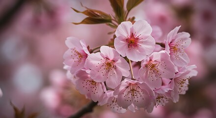 Fototapeta premium Close up of beautiful light pink cherry blossoms in full bloom on a spring day