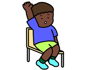 挙手する黒人の男の子