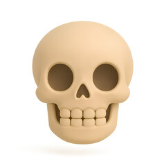 Realistic Render of a Light Beige Human Skull on a Plain Background