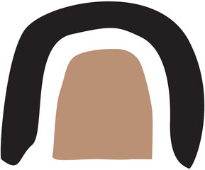 Abstract Minimalist Illustration Of Silhouette Head With Black Hair And Brown Face Against Transparent Backdrop