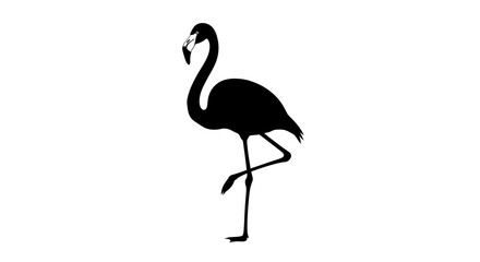Fototapeta premium Elegant black flamingo silhouette standing gracefully on one leg creating a striking visual for tropical themes and exotic designs