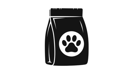 Iconic pet food bag with paw print symbol, ideal for pet care brands and veterinary clinic logos, showcasing animal love and nourishment.