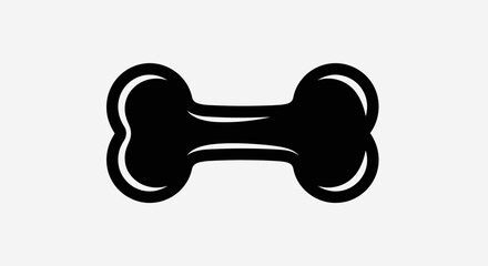 Black and white dog bone icon on white background perfect for pet food, veterinary, or animal care branding