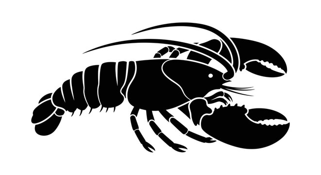 Bold lobster silhouette, perfect for coastal branding, seafood menus, or nautical designs; adds a touch of oceanic elegance and maritime charm to any project