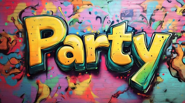 word "Party" in Comic style, written in bright red with bold black outline.