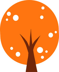 Fototapeta premium 주황색 가을나무 일러스트 그래픽요소