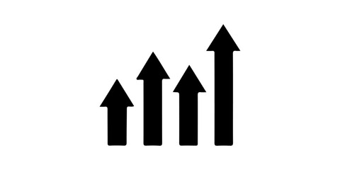 Growing bar graph icon with arrow going up. Progress bar. Growing graph icon graph sign. Chart increase profit. Growth success arrow icon.
