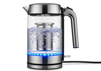 electric glass kettle, tea kettle with infuser, LED glass kettle, transparent kettle, glass tea maker, electric boiling kettle, stainless steel infuser kettle, ergonomic handle kettle, modern kitchen 