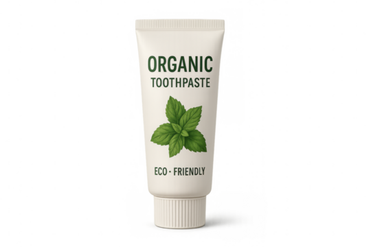 Organic toothpaste tube promoting natural dental hygiene