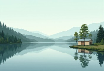 Fototapeta premium Scenic wildlife observation area with equipment storage and serene natural habitat