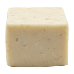 Natural Handmade Soap Bar Beige Square Shape with Visible Herbs and Transparent Background Clipping Path