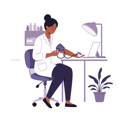 Fototapeta premium Doctor Measuring Blood Pressure at Office