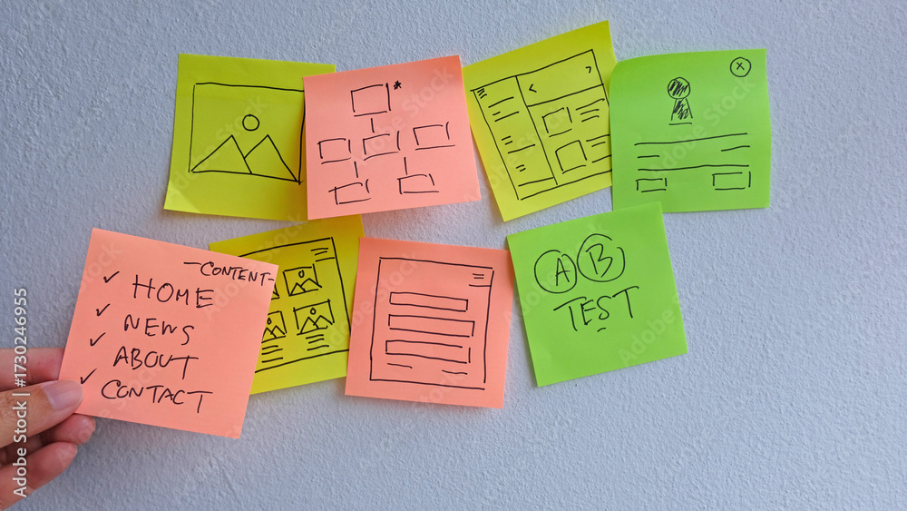 Canvas Prints sketched wireframe for mobile app.