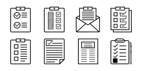 Paper documents line icons set. Paper icons, File icons. Line symbol and document icons. Document icon vector isolated on white background.