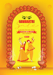 indian durga puja festival offer poster navratri festival sale template background vector illustration