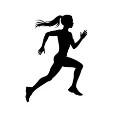 Silhouette of a woman running isolated on transparent background this vector illustration depicts a female athlete in motion, perfect for sports and fitness themes