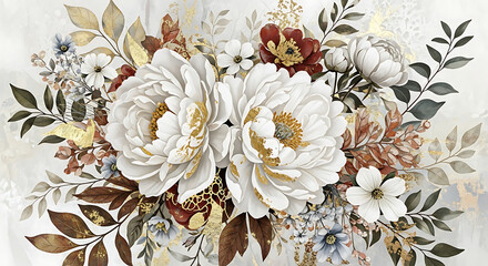 Elegant vintage floral arrangement with soft pastel colors and delicate textures