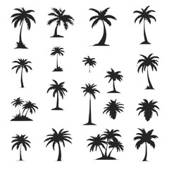 set of palm trees vector