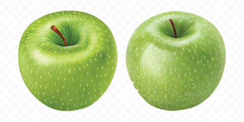 realistic 3d fresh apple with slice and green leaf in different color style isolated on transparent background