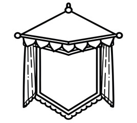 Elegant Vintage Canopy Design: A charming hand-drawn illustration of a vintage canopy featuring detailed lines, evoking a sense of classic beauty and understated luxury. 