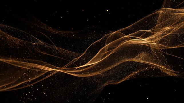 Abstract gold streams on dark background