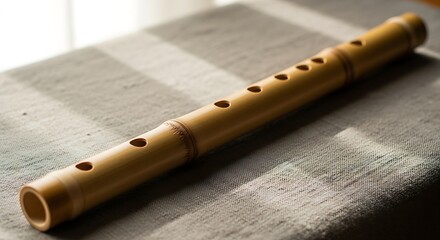 Traditional Japanese Shakuhachi Flute Made of Bamboo.