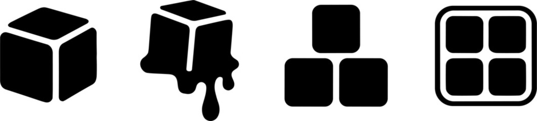 Stylized Set of Ice Cubes with Variations for Modern Designs