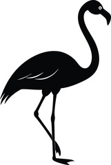 Elegant Flamingo Silhouette Standing Tall Against a White Background