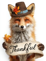 red fox with a sign