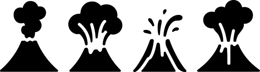 Obraz premium Volcano Eruption Stages Graphic Black Silhouette Vector Design