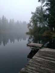 wooden bridge in the lake