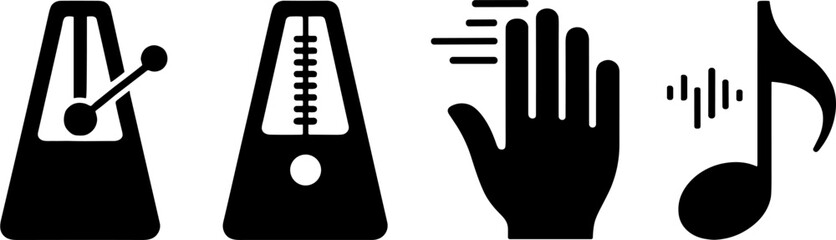 Fototapeta premium Music Rhythm Elements Including Metronome Hand Gestures Note