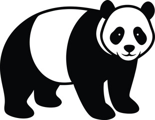 Fototapeta premium Stylized Panda Bear Illustration in Black and White