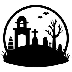 Graveyard / Cemetery silhouette black icon