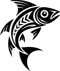 Fototapeta premium Stylized Black Fish Design for Tattoos and Art Projects