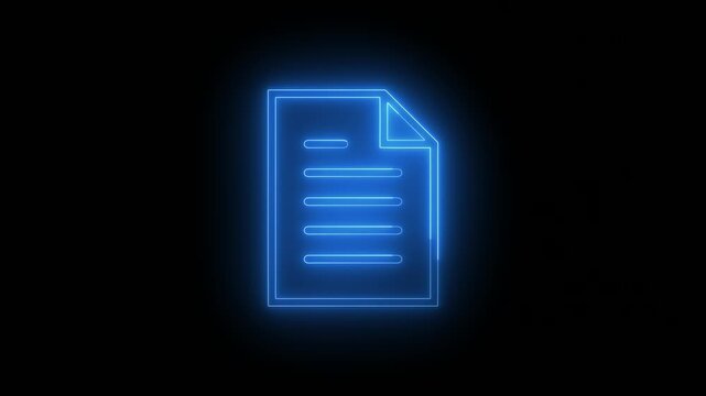Glowing blue document icon on a black background