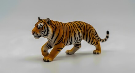 Obraz premium Majestic Tiger Figurine Prowling in Studio Setting Detailed Shot