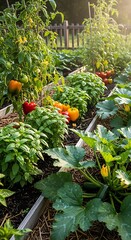 Vibrant Vegetable Garden in Raised Beds.