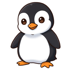 Fototapeta premium Cute cartoon penguin character isolated on transparent background