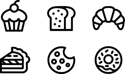 Delicious Bakery Treats Silhouettes Cupcake Bread Croissant Cookies