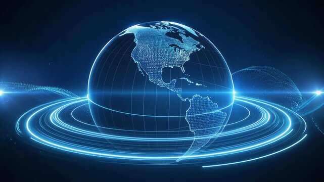 3D Digital Earth Animation for Global News and Breaking News Broadcasts. International Business and Technology Motion Background