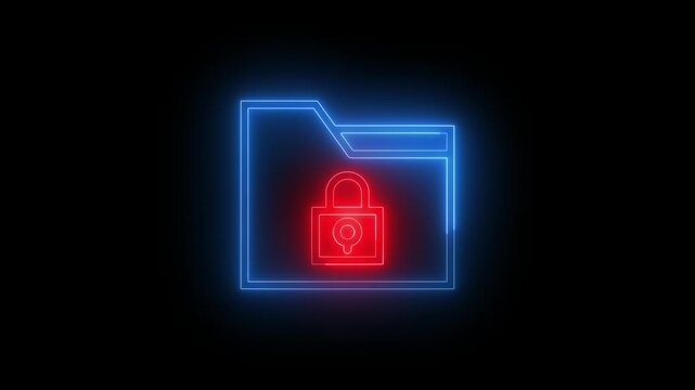 Neon folder with a lock