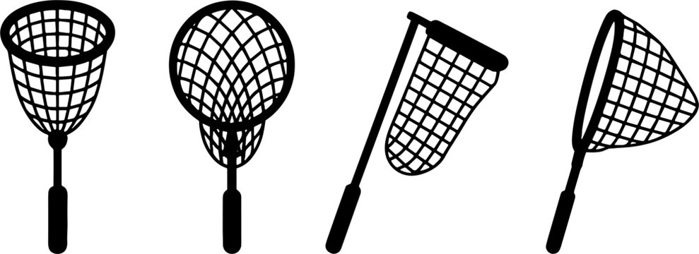 Various Fishing Nets Silhouettes for Watersport Activities