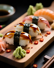 Image de sushis qui viennent d'être cuisinés 