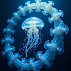 Artistic presentation of luminous jellyfish