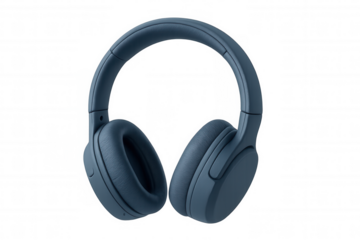 Blue wireless headphones delivering clear sound, enjoying music and audio entertainment, connecting to technology and media