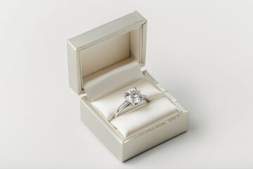 Silver ring box elegant diamond engagement ring wedding jewelry proposal on transparent background